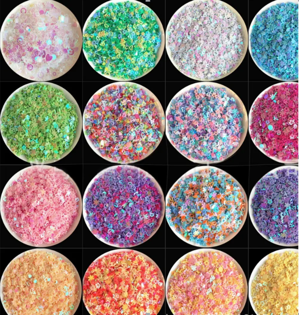 Desain Eksklusif Poly Chunky Campuran Hologram Bintang Bulat Bentuk Hati Unicorn Glitter untuk Dekorasi