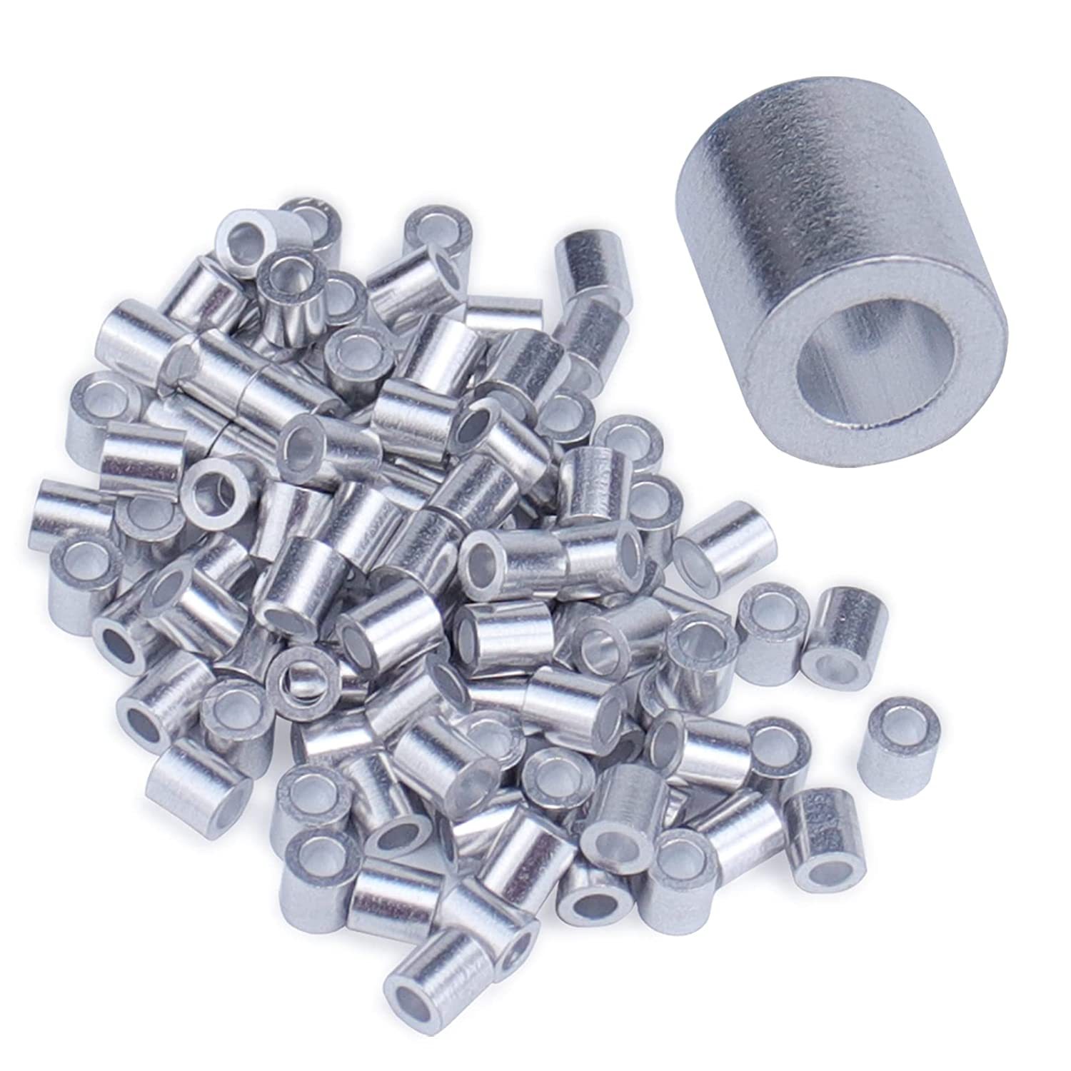 Manchons De Boucle De Sertissage Aluminium 3/16" (5mm) - Lot De 24 Embouts Pour Câbles Et Cordages