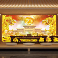 Mur Tissu Bouddhiste Hall Xianjia Taoïste Bouddhiste Murale Fond Entrée Temple Taoïste Culte Jeûne Église Papier Peint