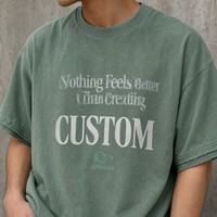T-shirt imprimé graphique personnalisé, coupe oversize délavée, style streetwear, manches courtes pour homme