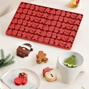 Custom Logo Nontoxic EcoFriendly Disposable <b>Mini</b> Christmas Candy Molds Silicone 72 Cavity Chocolate Mold Tree Santa Snowman Desi - Product Image 5