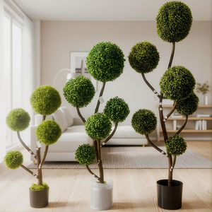 Fleurs et plantes décoratives saisonnières d'extérieur, arbres en boule, bonsaï artificiel en boule, buis vert utilisé pour décorer le jardin et la pièce - Product Image 2
