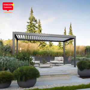 Pergola motorisée en aluminium à lames orientables imperméable pour l'extérieur avec éclairage LED pour le jardin - Product Image 1