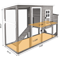 Poulailler mobile en bois avec roues verrouillables, nichoir et plateau de nettoyage extractible, résistant aux intempéries, pour l'extérieur et la cour.