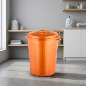 Modern 50L Orange Round Eco-Friendly Plastic <b>Kitchen</b> Trash <b>Bin</b> CATEEM MRD092 - Product Image 3