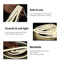 Tira de LED COB sin Puntos, Iluminación Flexible 3500k DC24V 252LEDs/m 10W/m 1000lm/m 100lm/W Ra80 55.6mm Corte a Medida IP20 para Gabinetes