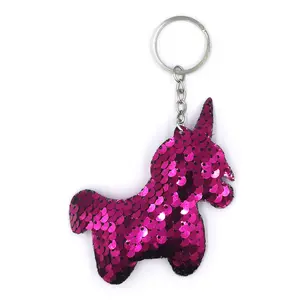 Keychain Custom Color Sequin Butterfly Reflective Glitter Keychain Unicorn Pendant Colorful Sequin Heart Keychain