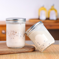 Pot de conservation en verre transparent avec couvercle en bambou pour aliments pour bébés, collations, chewing-gums, bonbons, sucre, biscuits, cornichons, confiture - Cylindre écologique et durable