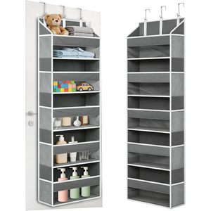 Organizador para colgar sobre la puerta con 5 bolsillos, almacenamiento colgante con ventanas transparentes y bolsillos laterales de malla para armario, baño, dormitorio - Product Image 1