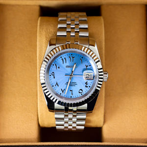 New Design 5ATM <b>Waterproof</b> Luminous Blue NH35 Movement 18mm Stainless Steel Leisure Mechanical <b>Watches</b> for Men with Pointer Dial - Product Image 3