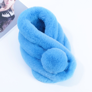 Écharpe <span class=keywords><strong>en</strong></span> fausse <span class=keywords><strong>fourrure</strong></span> unie tendance pour femme, douce et confortable, avec pompon, idéale pour le quotidien - Product Image 6