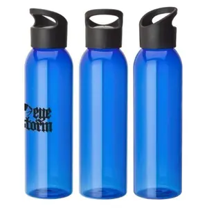 Botella de agua potable deportiva de plástico semitransparente con logotipo personalizado, sin BPA, 650ml
