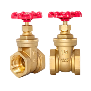 วาล์วประตูทองเหลืองสำหรับน้ำขนาด 4 นิ้ว เกลียว NPT 1/2 นิ้ว ยี่ห้อ COVNA จัดส่งรวดเร็ว พร้อมมือหมุนเหล็กดึงเคลือบสีแดง - Product Image 2