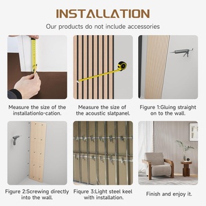 Panneau en feutre PET adossé à des lattes de MDF en placage de chêne naturel Akupanels Panneaux acoustiques en bois pour la décoration murale intérieure - Product Image 5