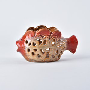 Passoire et égouttoir multifonction en céramique creuse pour poissons et fruits, porte-bougie décoratif coupe-vent, organisateur d'objets de petite taille - Product Image 3
