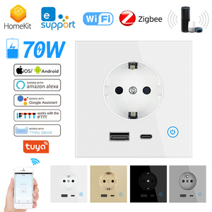 ปลั๊กไฟติดผนัง <span class=keywords><strong>LAPU</strong></span> 70W ชาร์จเร็ว แบบ Type C สมาร์ท 3 ขา พร้อม Wifi สวิตช์ 1 ช่อง 16A แผงกระจก 86 มม. ใช้งานร่วมกับบ้านอัจฉริยะและสำนักงานได้ - Product Image 6