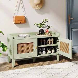 <span class=keywords><strong>Zapatero</strong></span> de ratán <span class=keywords><strong>verde</strong></span> claro de madera moderno para pasillo con <span class=keywords><strong>Zapatero</strong></span> de ratán - Product Image 3