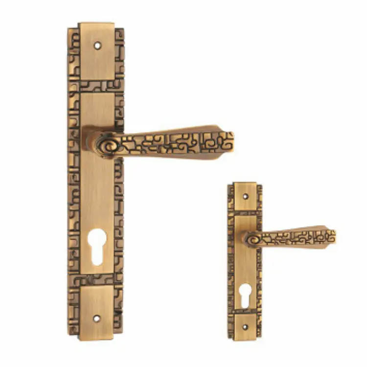 high quality classic luxury antique gold zinc alloy long door lever handles