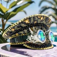 Chapeau de capitaine steampunk en strass à faible MOQ, chapeau de pirate avec logo personnalisé, idéal pour les bals victoriens et les danses régionales