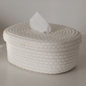 Cesta de almacenamiento de papel de cuerda de algodón de estilo nórdico MSH con tapa para restaurante - Product Image 2