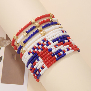 Fashion Beaded <b>Bracelets</b> <b>Red</b> White Blue Green Star Multi Layer Set Women Jewelry Polymer Clay - Product Image 4