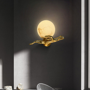 Marble Wall Lamp E27 Led Light Source Modern Chinese Style Living Room Bedroom Hallway <b>Decorative</b> <b>Lighting</b> - Product Image 5