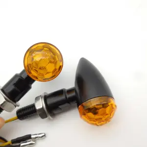 Schwarzes Gehäuse Gelbe Linse LED Bullet Blinker lampe Vordere hintere Blinker Richtung Blinker für Motorrad roller