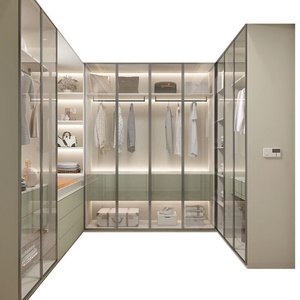 Affordable and Practical Custom Walk-In Closets with Minimalist Glass Doors and <b>LED</b> <b>Lighting</b> - Product Image 2