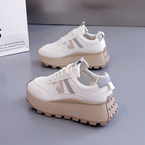 Zapatillas Deportivas Blancas de Malla para Mujer, con Cordones, Plataforma, Entresuela de EVA, Suela de Goma, Transpirables, con Logotipo Bordado, para Todas las Temporadas - Product Image 5