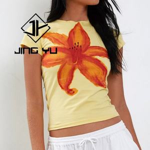 Custom <b>Women</b> Streetwear <b>Sexy</b> Crop <b>Tops</b> t Shirts Digital Printing 100% Cotton Blank Cropped Baby t Shirts <b>Women</b> - Product Image 2