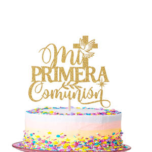 Ma première communion topper en espagnol, utilisé pour la <span class=keywords><strong>d</strong></span>écoration de la bénédiction de Dieu, <span class=keywords><strong>d</strong></span>écoration de gâteau <span class=keywords><strong>d</strong></span>'<span class=keywords><strong>anniversaire</strong></span> 1 pièce - Product Image 4