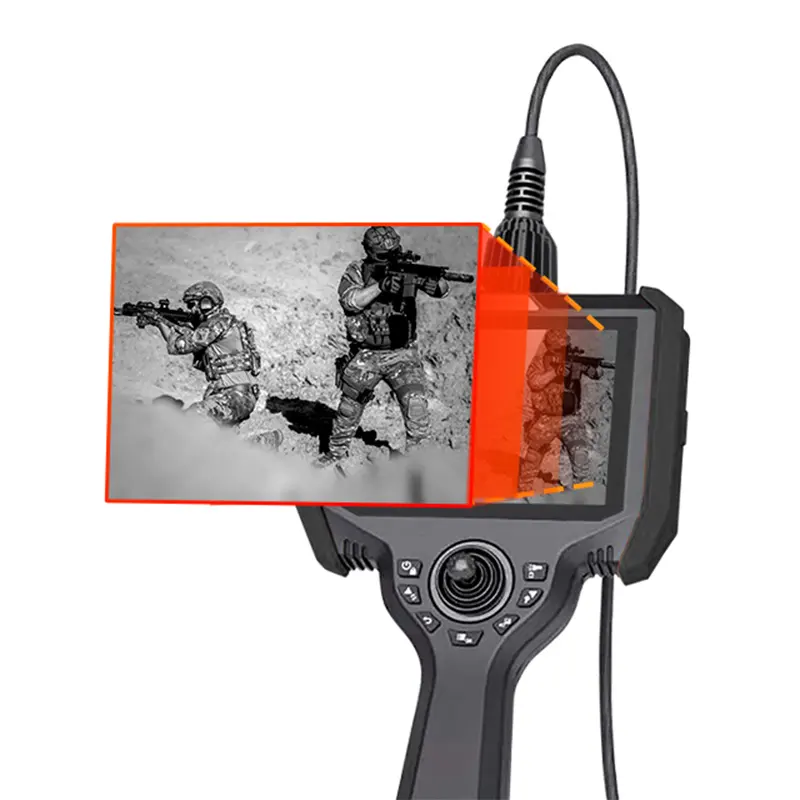 flexible industrial infrared videoscope with 5 inch monitor, 360 degree joystick rotation for dark inspection