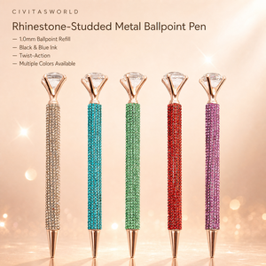 Bolígrafo de Metal con Diamantes de Imitación, Mecanismo de Giro, Tinta Negra y Azul de 1.0 mm, Multicolor, Venta al por Mayor, Regalo Empresarial - Product Image 1