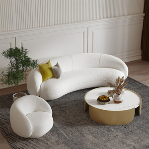 Fauteuil individuel moderne et minimaliste en laine <span class=keywords><strong>de</strong></span> mouton capitonnée à dossier haut et accoudoirs, idéal pour salon, entrepôt et <span class=keywords><strong>salle</strong></span> <span class=keywords><strong>de</strong></span> <span class=keywords><strong>sport</strong></span> - Product Image 2