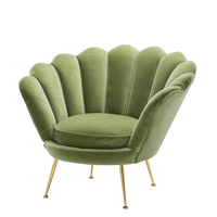 Meubles de salon modernes, tapisserie en velours rouge, coquille fleur doigt loisirs Accent canapé chaise avec pieds dorés