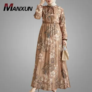 Moda di alta qualità stampata Dubai Abaya elegante fondo grande abbigliamento islamico caldo popolare marocchino malesia Maxi vestito Online