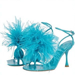 Sandales de soirée tendance 2022 à <span class=keywords><strong>talons</strong></span> hauts et bout carré, rehaussantes, avec fourrure, pour femmes et jeunes filles, collection Printemps/Automne/Été - Product Image 3