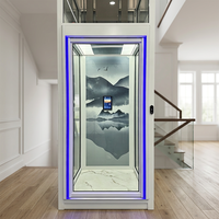 Ascenseur hydraulique résidentiel moderne et confortable avec cabine en verre au design minimaliste et options de revêtement de sol en granit, PVC ou marbre