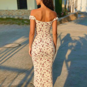 Robe longue décontractée basique à manches courtes coupe ajustée imprimé cerises contrastées pour femme – Collection été 2026 - Product Image 5