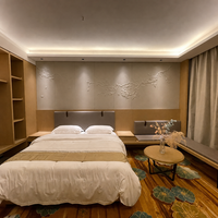 Ensemble de meubles de chambre personnalisés : Armoire sur mesure, Panneau mural TV, Console, Lit rembourré, Mobilier d'hôtel