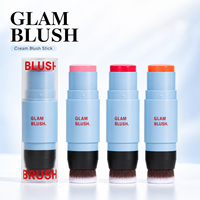 Stock disponible, stick de blush crémeux multicolores avec pinceau, éclat naturel, prix de gros, approvisionnement en vrac, maquillage professionnel pour le visage, stick de blush pour les joues
