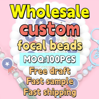 Breloques de perles focales de luxe au design personnalisé Breloques de perles focales mignonnes fantaisie en PVC pour stylos