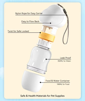 Récipient de nourriture 2-en-1 pour bol d'eau portable pour chien 350ml étanche et écologique HANCHES et PET en forme de bouteille arrondie pour l'extérieur