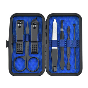 9pcs Stainless Steel Manicure Pedicure Kit Nail Clippers Care Tools Set with Black Luxury Travel <b>Case</b> - Product Image 3