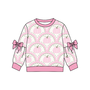 Nouveaux styles de chemises et hauts pour enfants, pull imprimé citrouille automne personnalisé, vente en gros, boutique, vêtements pour sœurs - Product Image 3