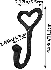 In ghisa amo a forma <span class=keywords><strong>di</strong></span> cuore ganci da parete pesanti cappotto appeso <span class=keywords><strong>nero</strong></span> non arrugginito ganci per sciarpa borsa asciugamano cappello chiave - Product Image 2