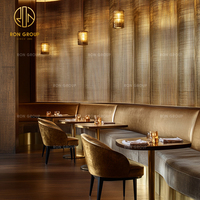 Meubles de luxe, table et chaise de salle à manger ronde en pierre frittée, canapé en velours pour café