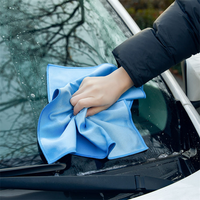 Chiffonnette de nettoyage de vitres intérieures de voiture 40*40/30*30, étiquette personnalisée, légère, séchage rapide, 300 g/m², bleu ciel