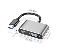 Adaptor USB 3.0 ke HDTV VGA 4K 1080P USB ke Dual Display HDTV & VGA Converter untuk Laptop PC Tersedia dalam Stok Bahan Aluminium Alloy