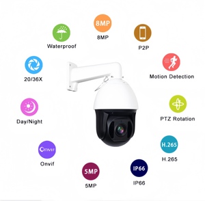 Câmera CCTV IP <span class=keywords><strong>PTZ</strong></span> Dome com Zoom Óptico de 36X, 5MP <span class=keywords><strong>CMOS</strong></span>, Áudio Bidirecional, Visão Noturna, <span class=keywords><strong>IP66</strong></span> à Prova d'Água, Detecção de Movimento em Cores - Product Image 5